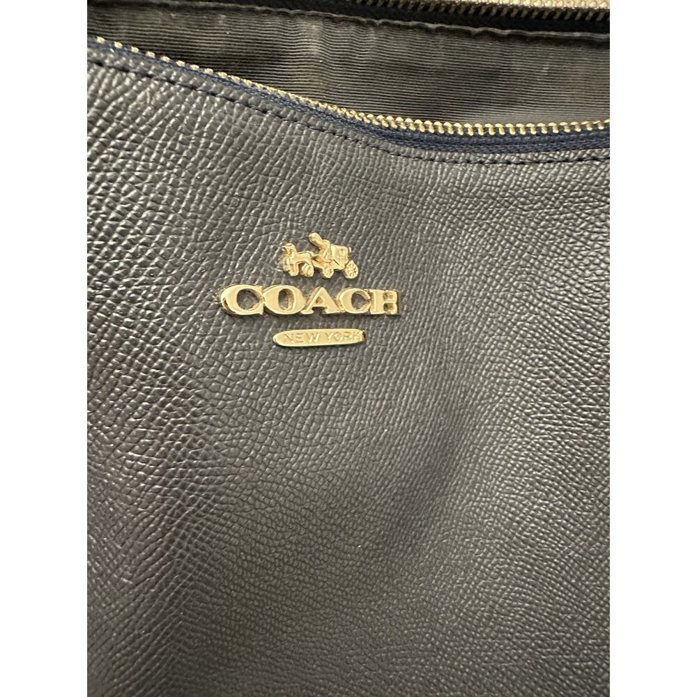 Coach Ava Crossgrain F57526 Navy Leather Tote Bag Zip Top Shoulder Bag Classic - Picture 10 of 14